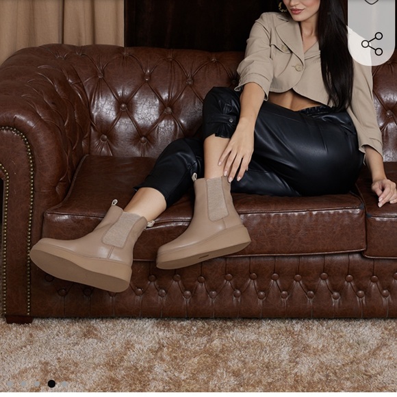 SOLD-Sam Edelman Kolton Wedge Chelsea Boots Cedarwood leather platform size 7 - Picture 7 of 12